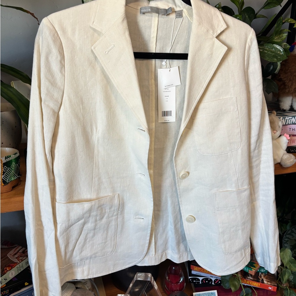 Vince Women’s White Linen/Silk Blend Blazer | size 0